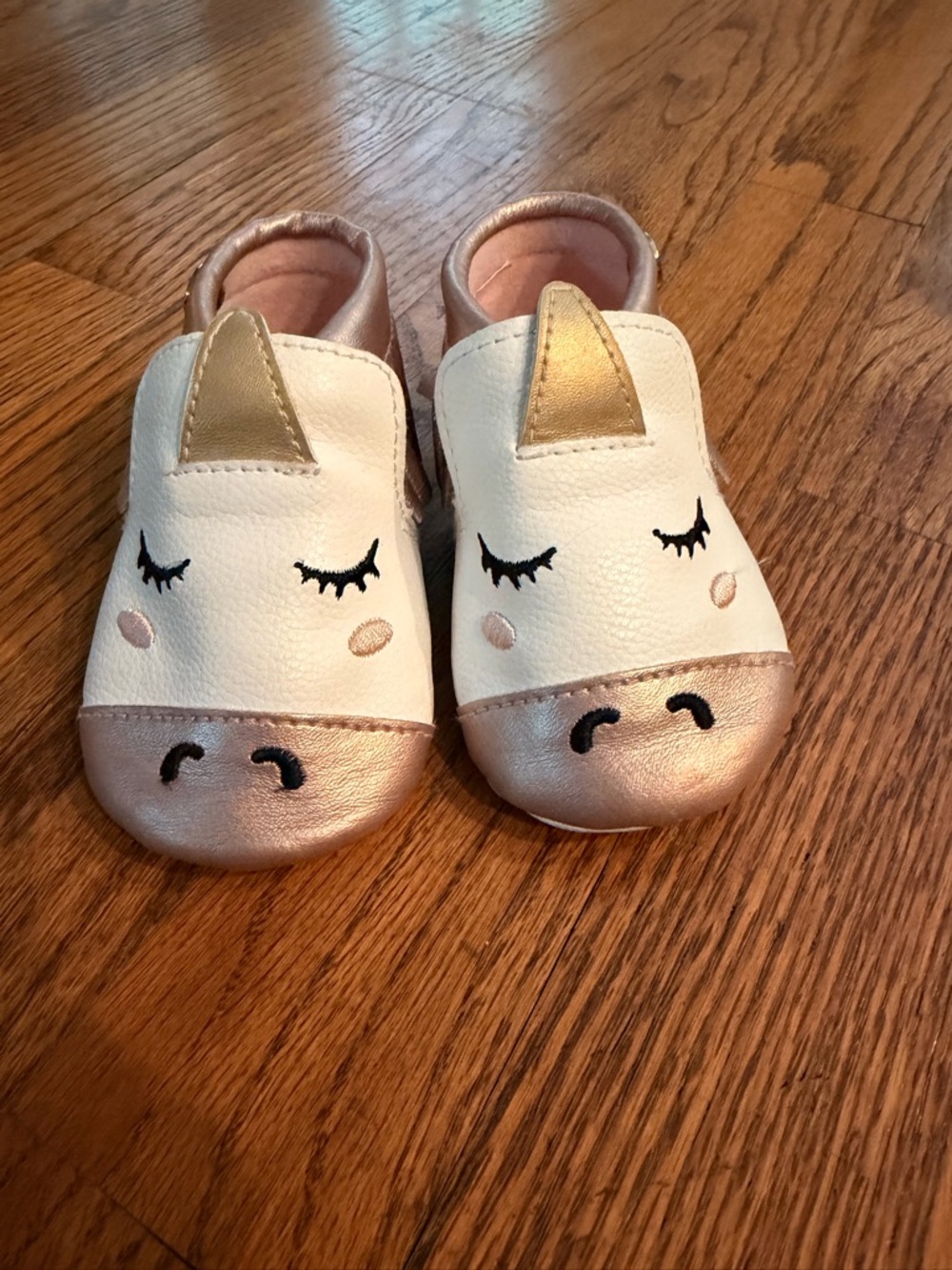 Nicole Miller Girls Unicorn Slip-On Shoes in White & Gold